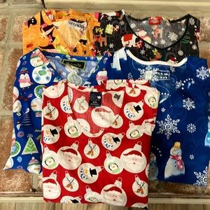Lot of gently used size M seasonal scrub tops.